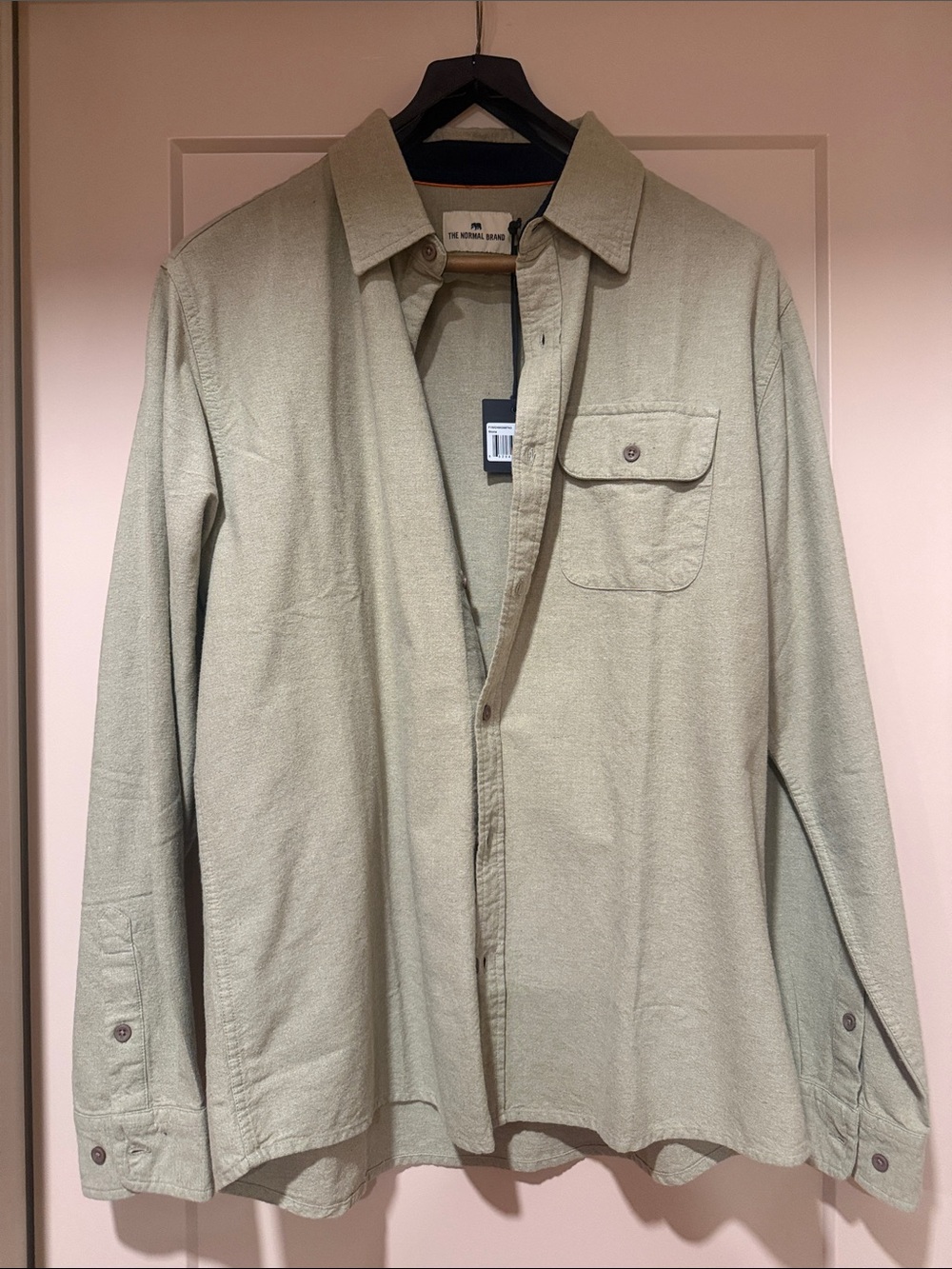 The Normal Brand Men's Light Sage Button-Front Shirt Jacket